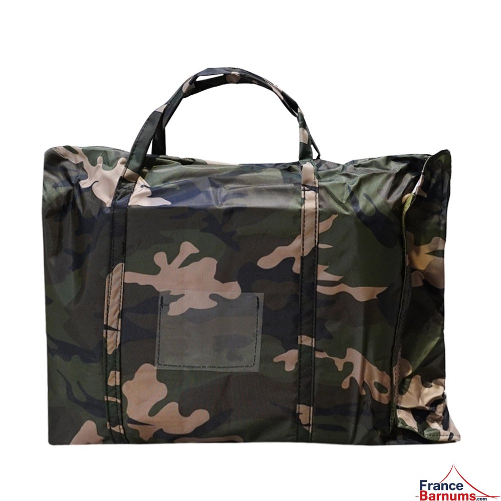 Le sac de toit de la tente pliante Alu Pro 45 Luxe camouflage est coordonné à la bâche