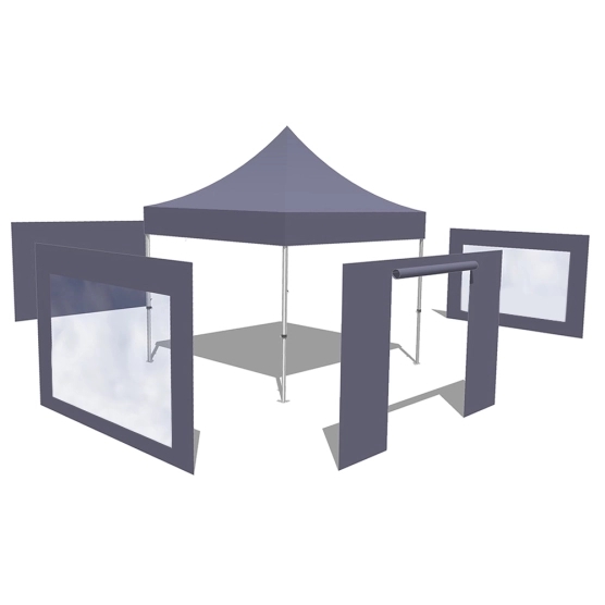 Tonnelle Pliante Alu Pro 55 ECO 520 M2 3mx3m BLANC + Pack Fenêtres 520gr/m²