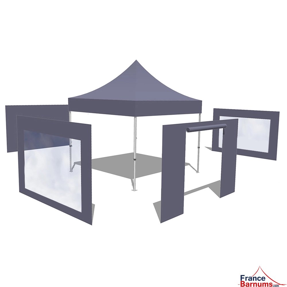 Tonnelle Pliante Alu Pro 55 ECO 520 M2 3mx3m BLANC + Pack Fenêtres 520gr/m²