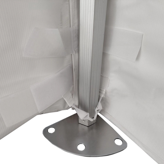 Grande platine et crochets de fixation de la bâches de barnum pliant alu Pro 55 ECO 520 norme M2 3x3m blanc Pack Côtés 520gr/m²