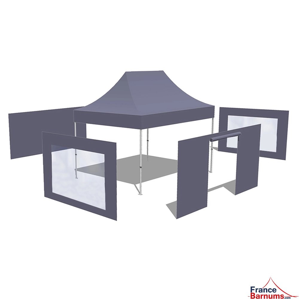 Tonnelle Pliante Alu Pro 55 ECO 520 M2 3mx4,5m BLANC + Pack Fenêtres 520gr/m²