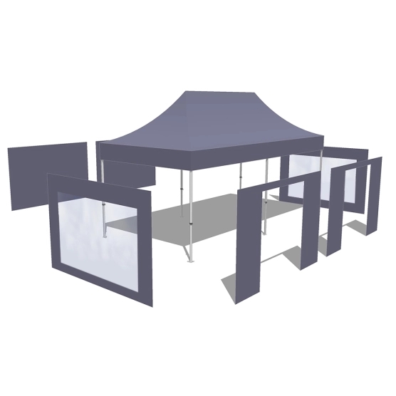 Tonnelle Pliante Alu Pro 55 ECO 520 M2 3mx6m BLANC + Pack Fenêtres 520gr/m²