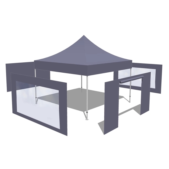 Tonnelle Pliante Alu Pro 55 ECO 520 M2 4mx4m BLANC + Pack Fenêtres 520gr/m²