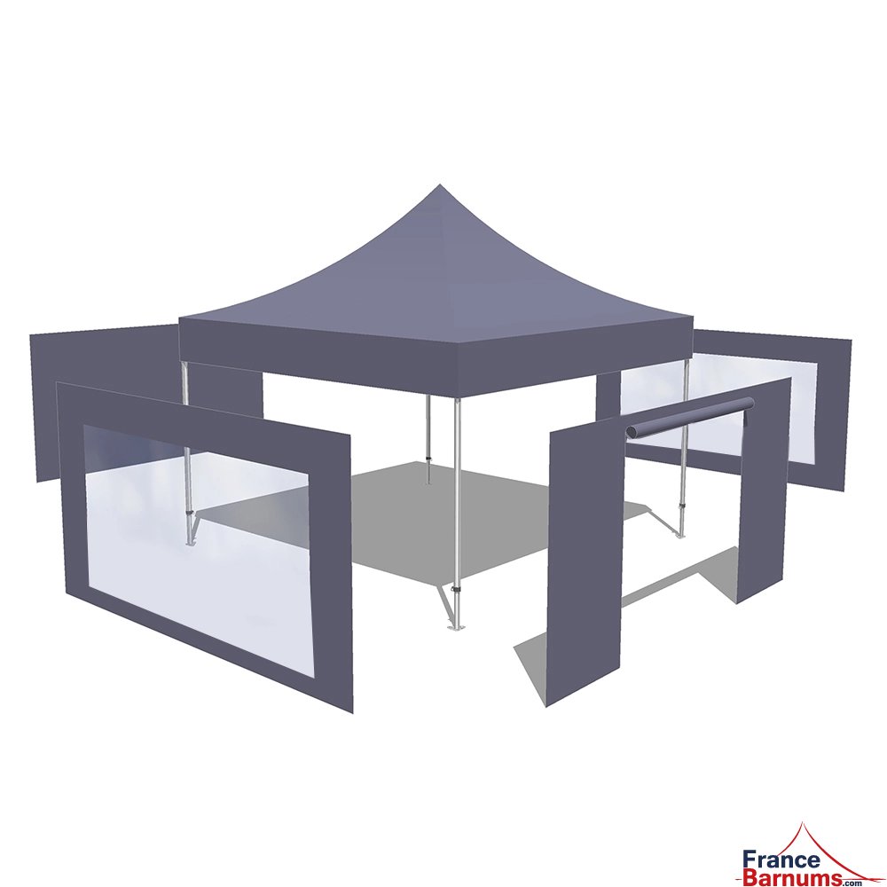 Tonnelle Pliante Alu Pro 55 ECO 520 M2 4mx4m BLANC + Pack Fenêtres 520gr/m²