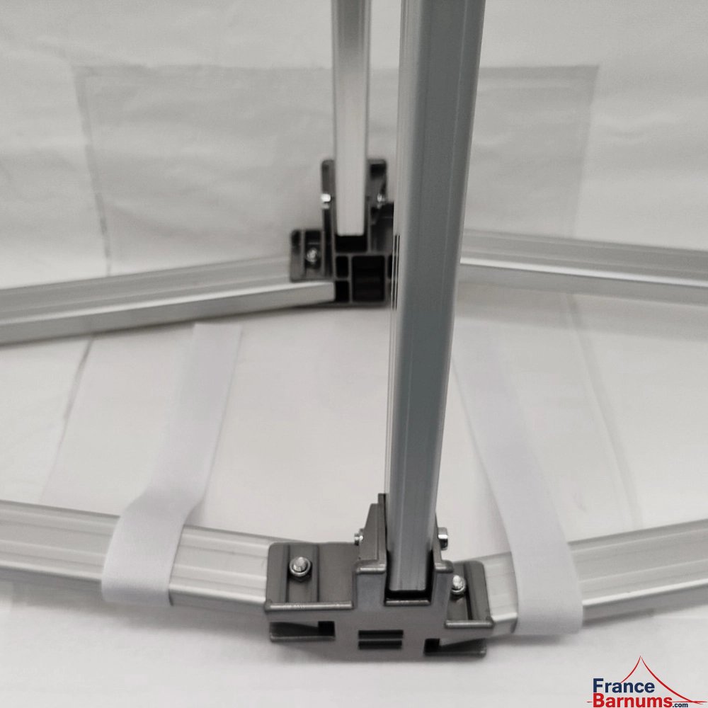Velcros de tension de la bâche de toit barnum pliant alu Pro 55 ECO 520 norme M2 4mx4m blanc avec Pack côtés 520gr/m²