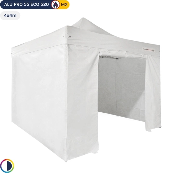 Tente Pliante Alu Pro 55 ECO 520 M2 4mx4m BLANC + Pack côtés 520gr/m²