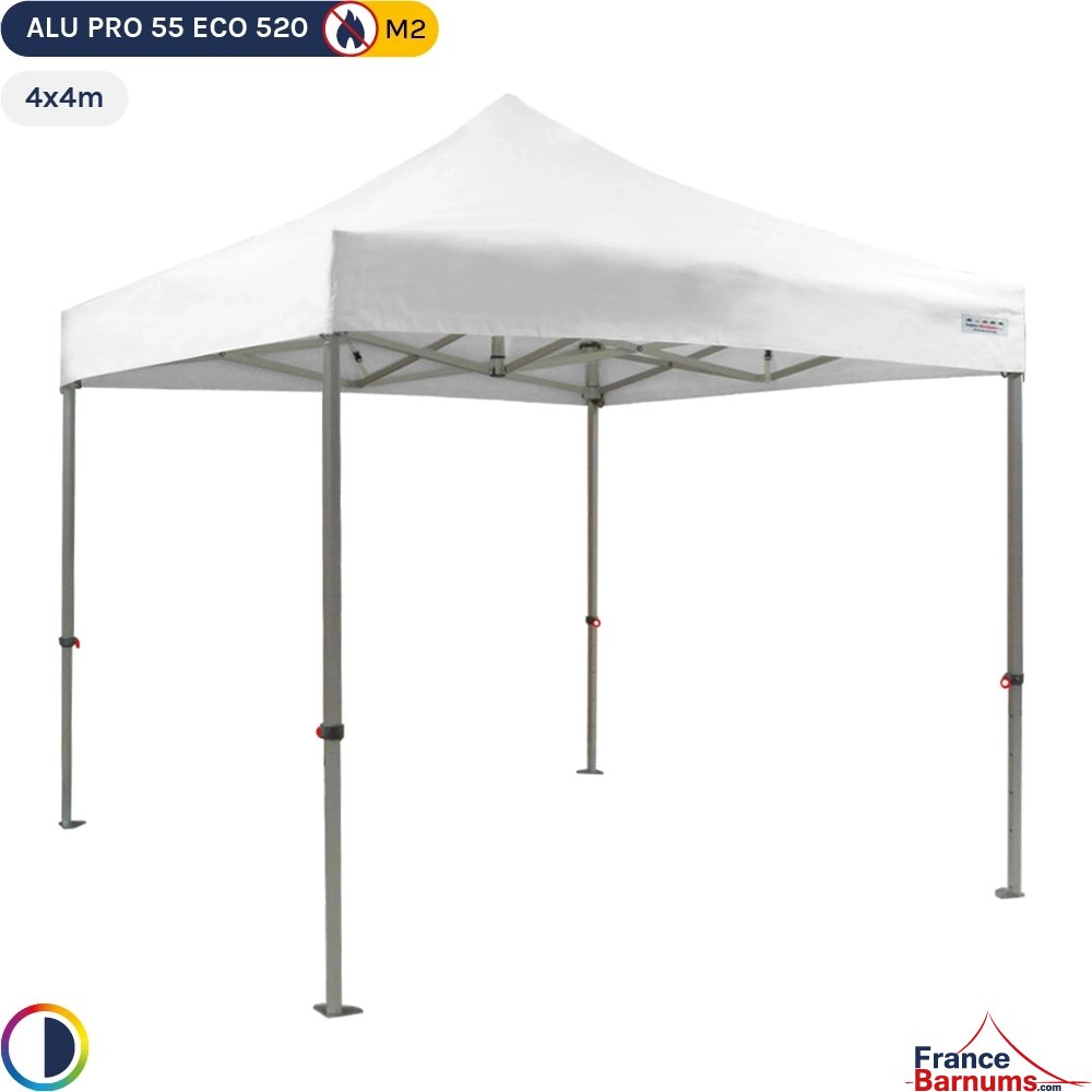 Tente Pliante Alu Pro 55 ECO 520 M2 4mx4m BLANC 520gr/m²