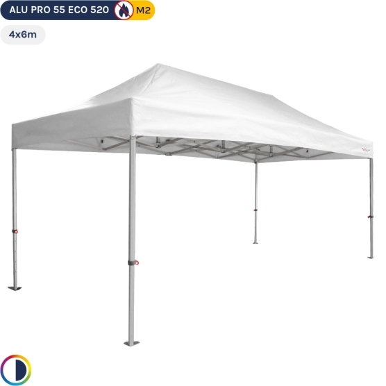 Tente Pliante Alu Pro 55 ECO 520 M2 4mx6m BLANC 520gr/m²