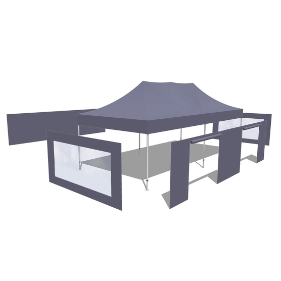 Tonnelle Pliante Alu Pro 55 ECO 520 M2 4mx8m BLANC + Pack Fenêtres 520gr/m²