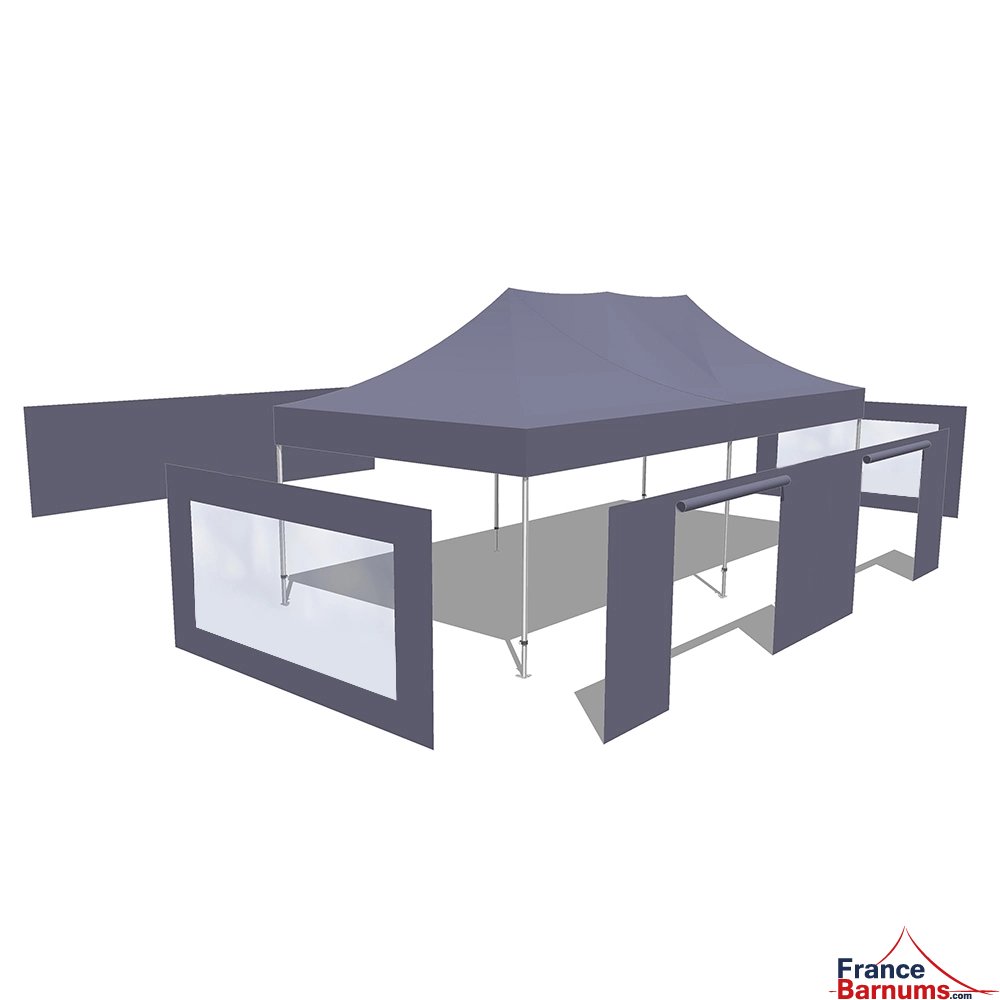 Tonnelle Pliante Alu Pro 55 ECO 520 M2 4mx8m BLANC + Pack Fenêtres 520gr/m²