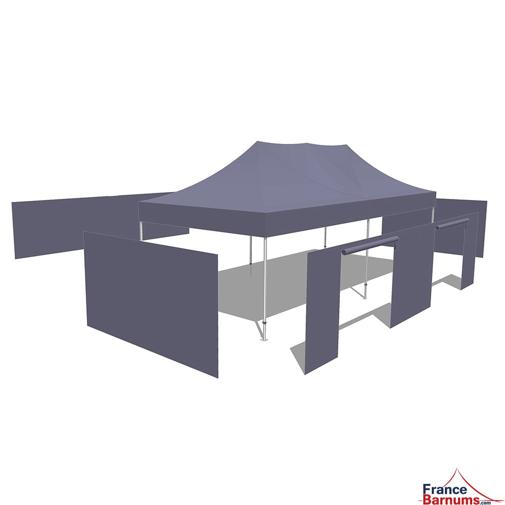 Tonnelle Pliante Alu Pro 55 ECO 520 M2 4mx8m BLANC + Pack Côtés 520gr/m²