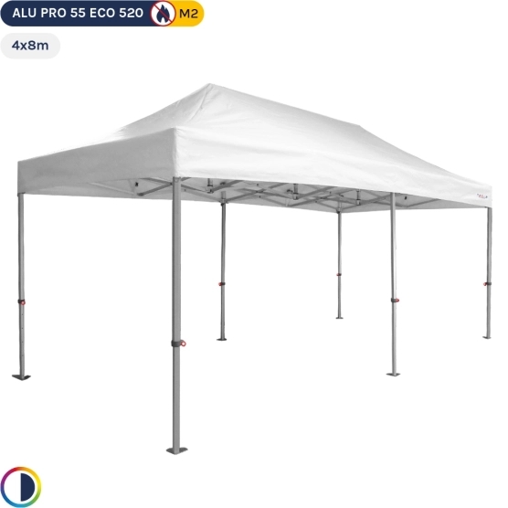Tente Pliante Alu Pro 55 ECO 520 M2 4mx8m BLANC 520gr/m²