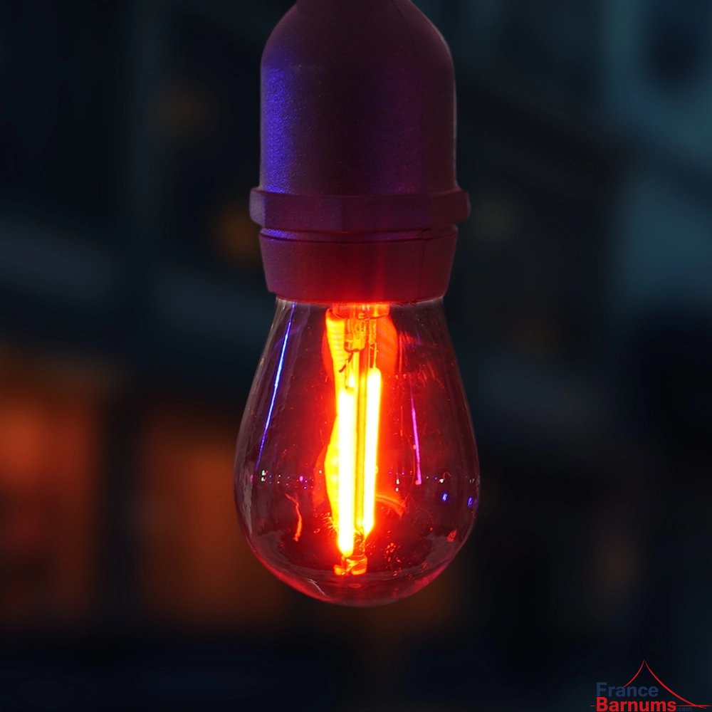 Lampe rouge orangé de guirlande guinguette multicolore pour barnum pliant et tente de réception