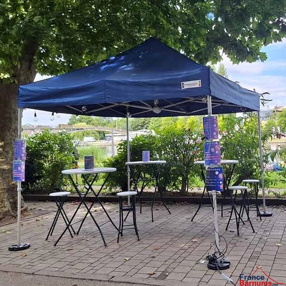 Barnum 3x3m bleu de la gamme Alu Pro 45 Luxe lors d'un marché