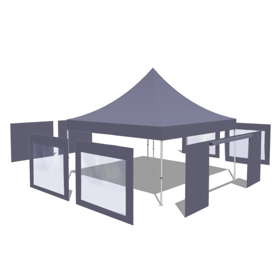 Tonnelle Pliante Alu Pro 55 ECO 520 M2 5mx5m BLANC + Pack Fenêtres 520gr/m²