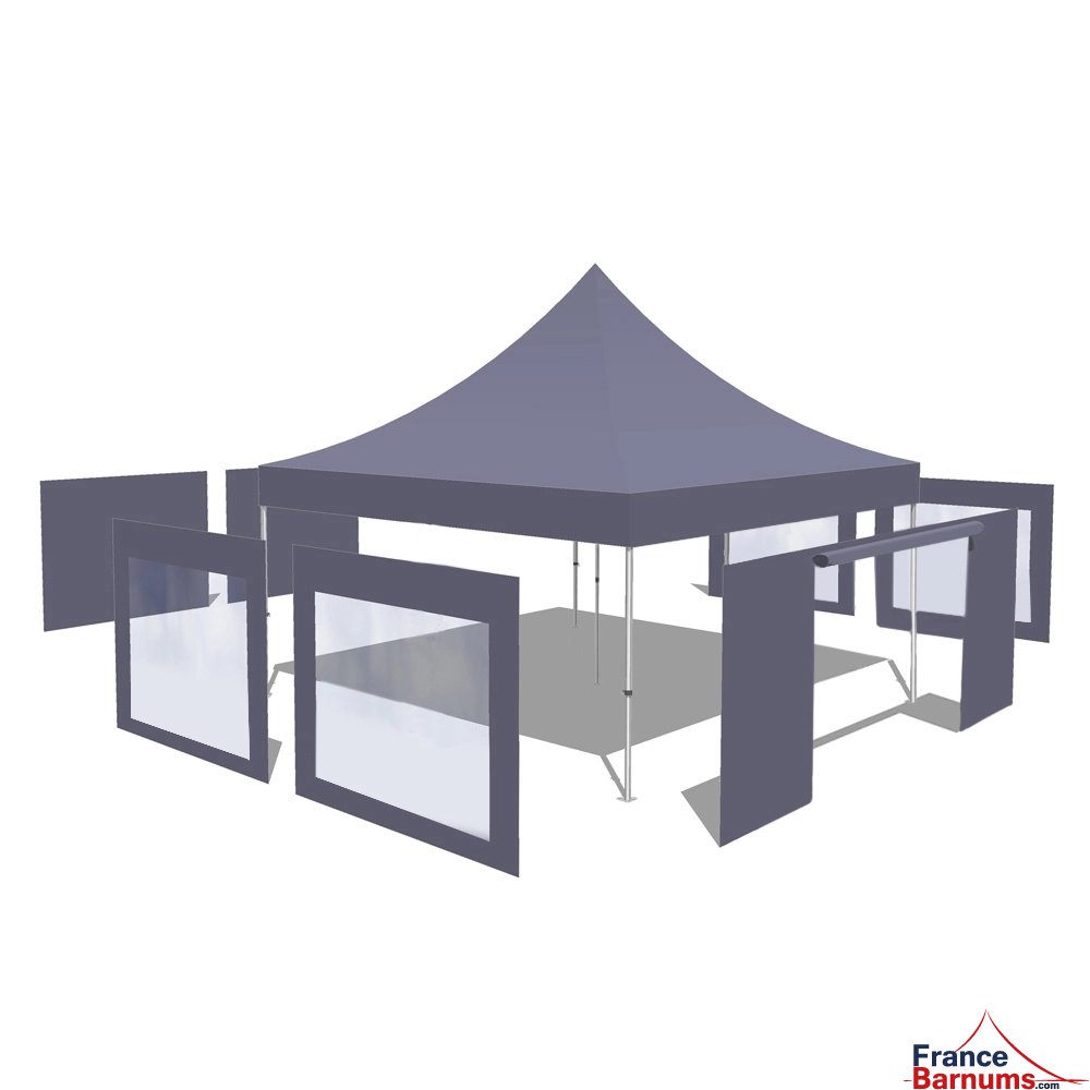 Tonnelle Pliante Alu Pro 55 ECO 520 M2 5mx5m BLANC + Pack Fenêtres 520gr/m²