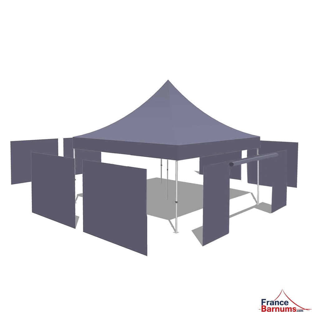 Tonnelle Pliante Alu Pro 55 ECO 520 M2 5mx5m BLANC + Pack Côtés 520gr/m²