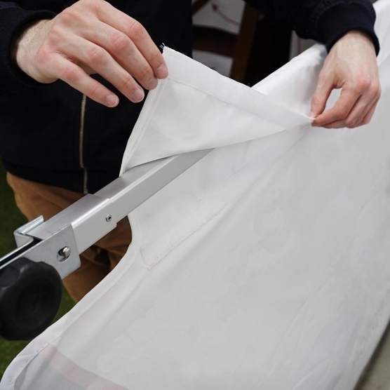 Fourreau barre télescopique de 4 à 4,50 m pour barnum pliant et pied de renfort central en aluminium