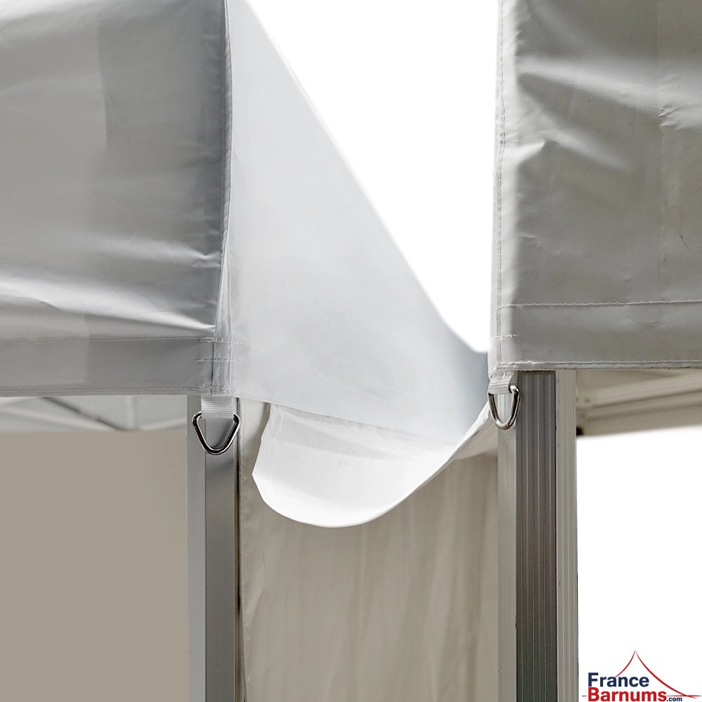 Gouttière en PVC 580gr/m² de 3m avec double jonction toit et mur pour tente pliante à fixer par bandes de velcro