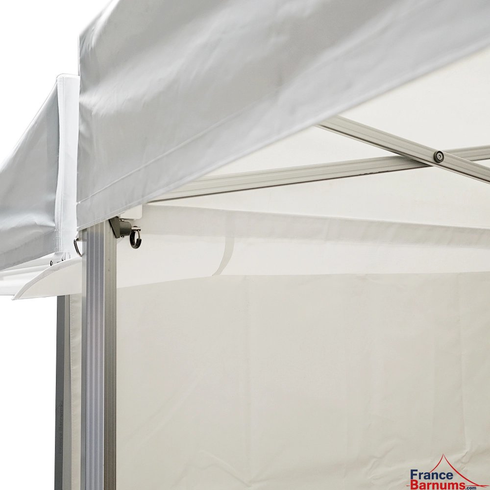 Gouttière en PVC 580gr/m² de 3m avec double jonction toit et mur pour tente pliante à fixer par bandes de velcro