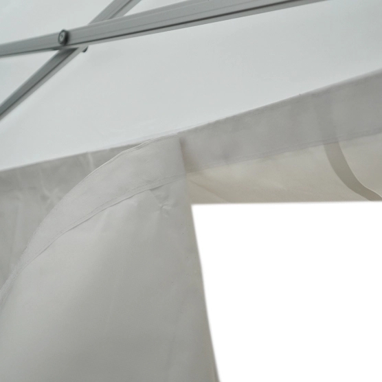 Gouttière en PVC 580gr/m² de 3m avec double jonction toit et mur pour tente pliante à fixer par bandes de velcro