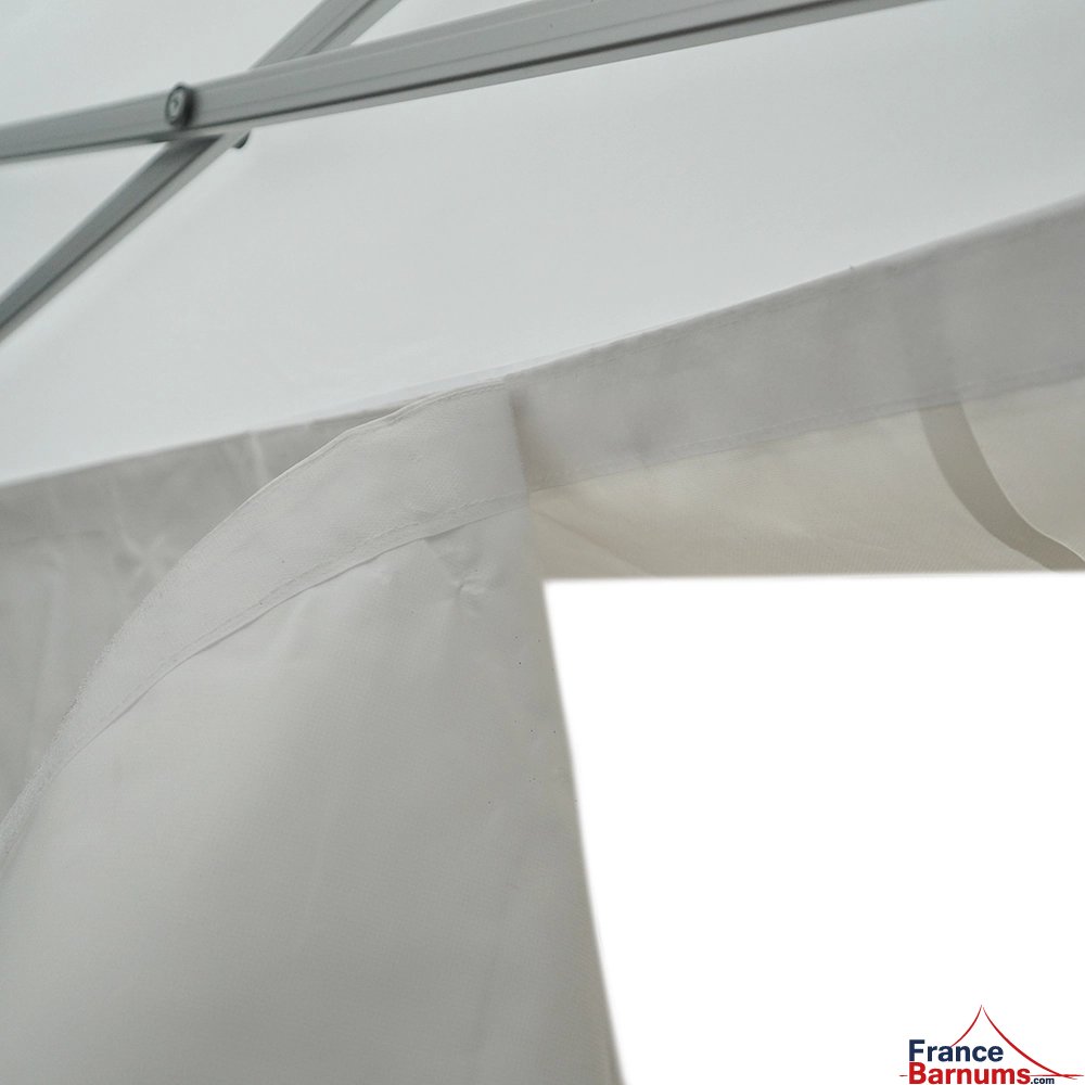 Gouttière en PVC 580gr/m² de 3m avec double jonction toit et mur pour tente pliante à fixer par bandes de velcro