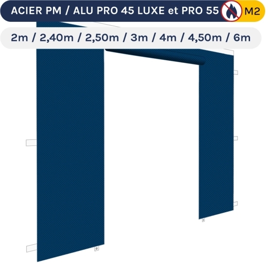 Mur avec porte enroulable pour barnum pliant en 380g/m²