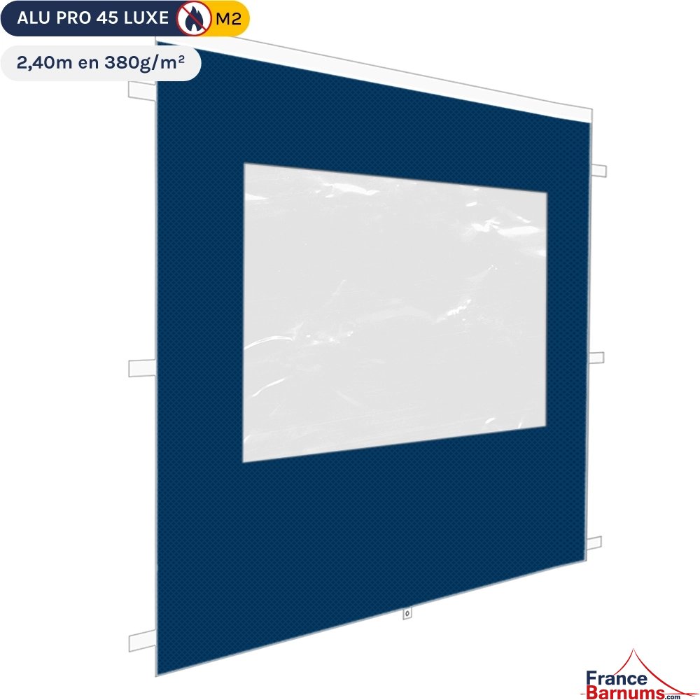 Mur fenêtre 2,4m bleu pour barnum pliant en 380g/m² Norme M2 Mur fenêtre 2,4m bleu pour barnum pliant en 380g/m² Norme M2