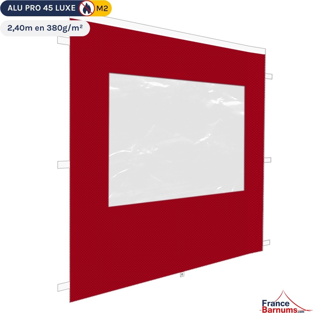 Mur fenêtre 2,4m rouge pour barnum pliant en 380g/m² Norme M2 Mur fenêtre 2,4m rouge pour barnum pliant en 380g/m² Norme M2