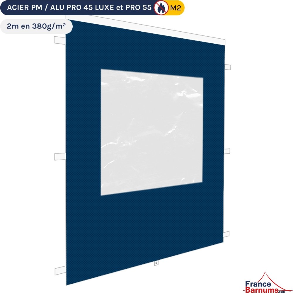 Mur fenêtre 2m bleu pour barnum pliant en 380g/m² Norme M2 Mur fenêtre 2m bleu pour barnum pliant en 380g/m² Norme M2