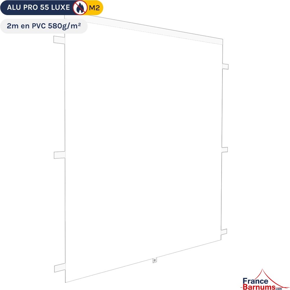 Mur 2m blanc plein pour barnum pliant en PVC 580g/m² Norme M2 Mur 2m blanc plein pour barnum pliant en PVC 580g/m² Norme M2
