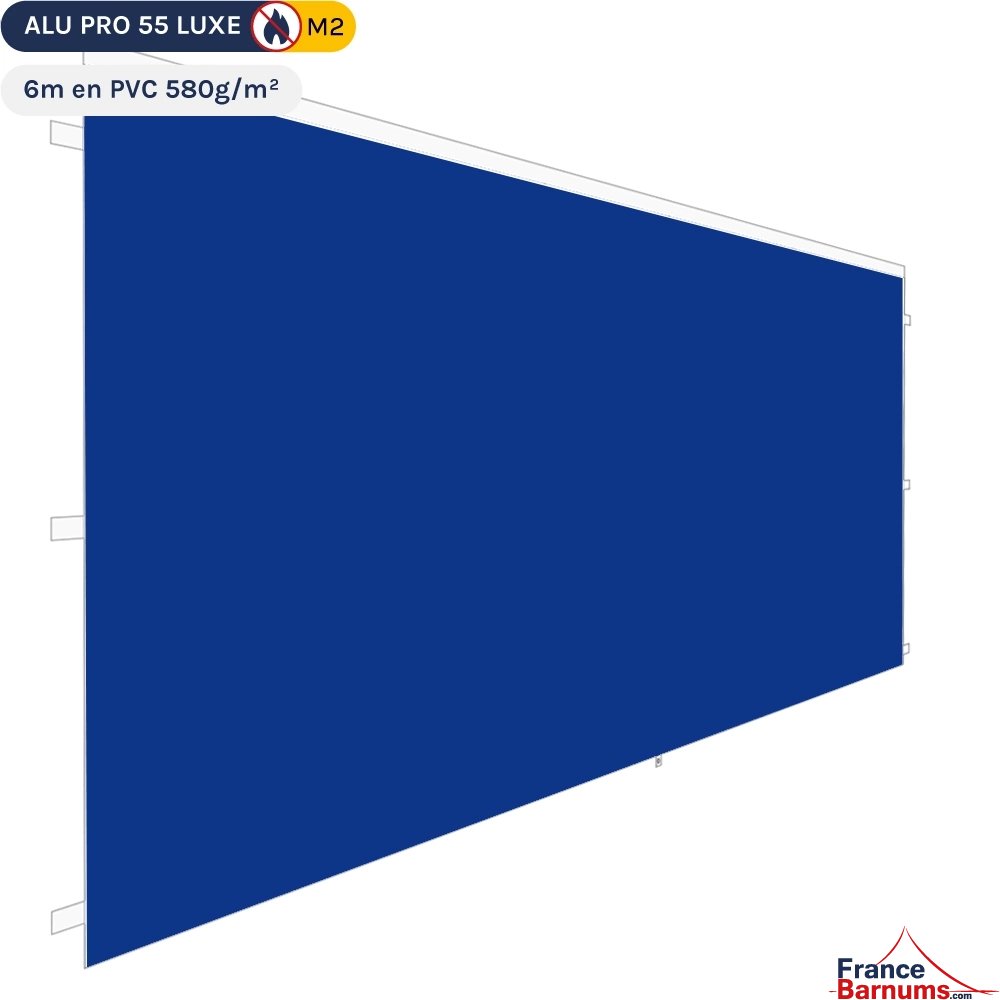 Mur 6m bleu plein pour barnum pliant en PVC 580g/m² Norme M2 Mur 6m bleu plein pour barnum pliant en PVC 580g/m² Norme M2
