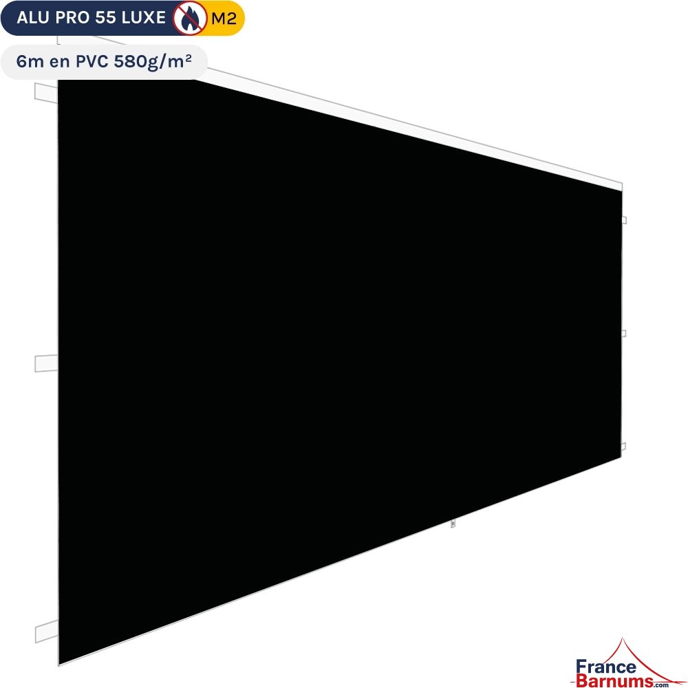 Mur 6m noir plein pour barnum pliant en PVC 580g/m² Norme M2 Mur 6m noir plein pour barnum pliant en PVC 580g/m² Norme M2