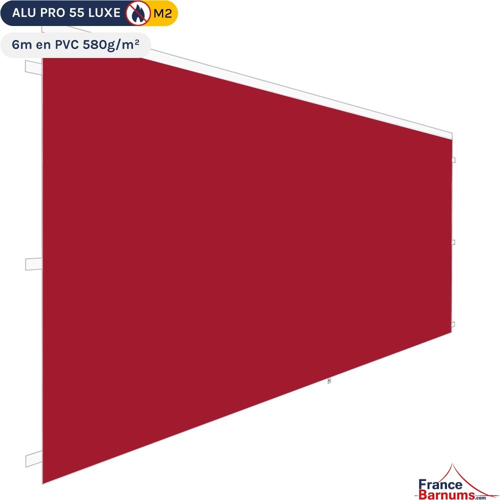 Mur 6m rouge plein pour barnum pliant en PVC 580g/m² Norme M2 Mur 6m rouge plein pour barnum pliant en PVC 580g/m² Norme M2
