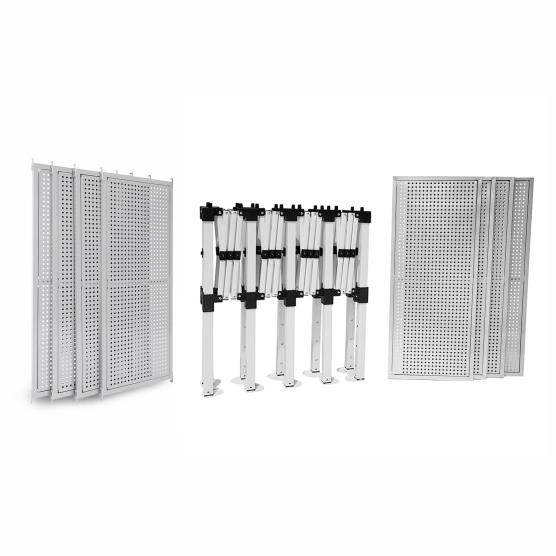 comptoir présentoir de 4m à pieds télescopiques et plateaux amovibles sur 2 niveaux de 40cm comptoir présentoir de 4m à pieds télescopiques et plateaux amovibles sur 2 niveaux de 40cm