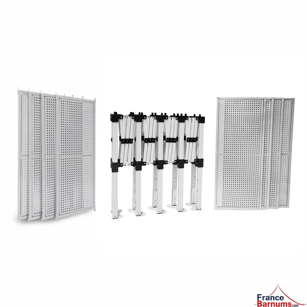 comptoir présentoir de 4m à pieds télescopiques et plateaux amovibles sur 2 niveaux de 40cm comptoir présentoir de 4m à pieds télescopiques et plateaux amovibles sur 2 niveaux de 40cm