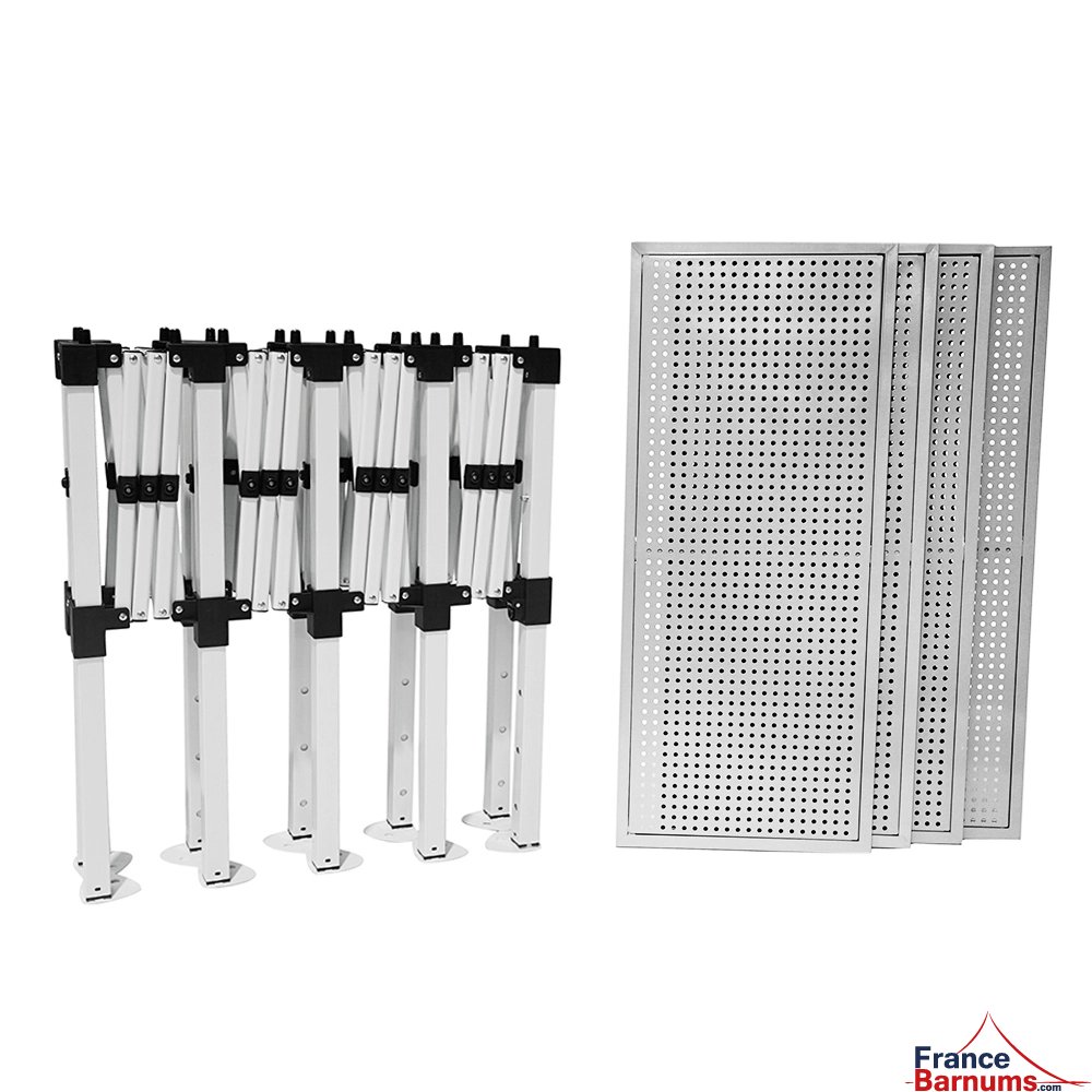 comptoir présentoir à pieds télescopiques et plateaux amovibles comptoir présentoir à pieds télescopiques et plateaux amovibles