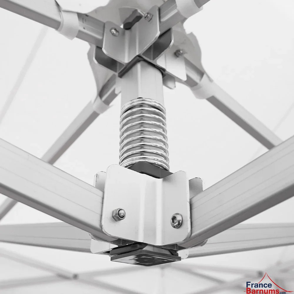 Mât à ressort barnum pliant alu Pro 55 norme M2 3x3m blanc avec côtés Mât à ressort barnum pliant alu Pro 55 norme M2 3x3m blanc avec côtés