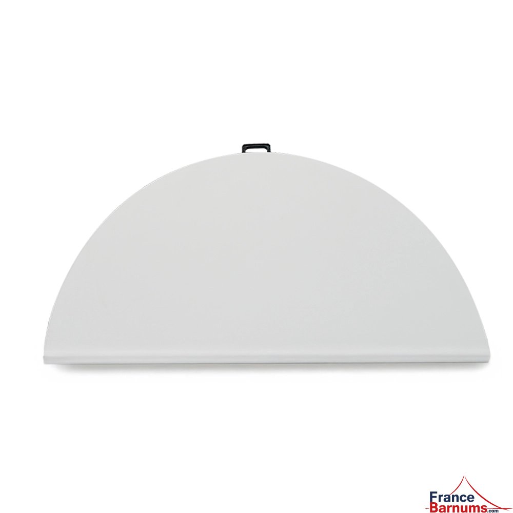 Table blanche ronde pliante sous forme de valise Table blanche ronde pliante sous forme de valise