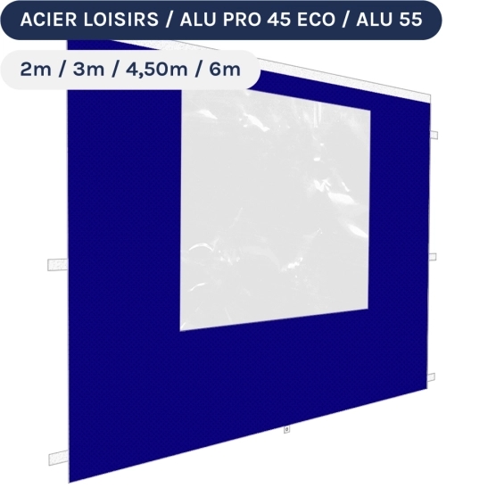 Paroi fenetre bleue 300g pour barnum pliant Acier Semi-Pro