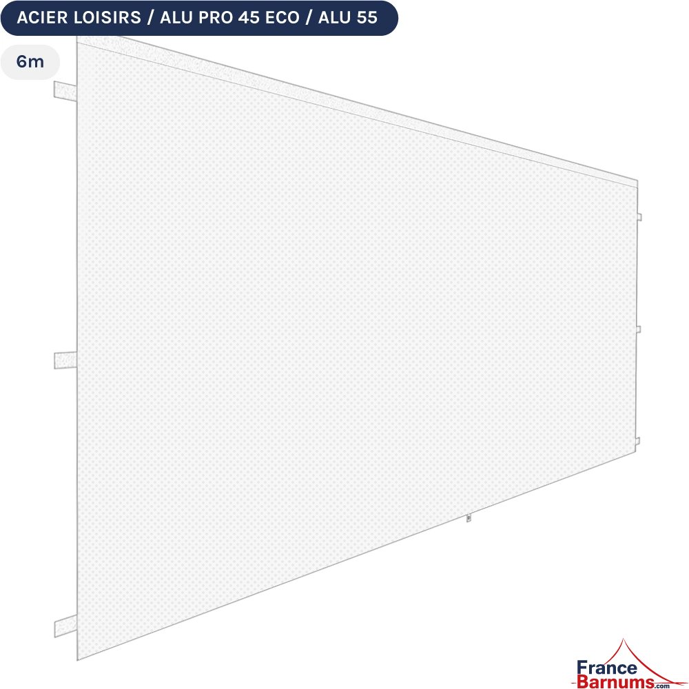 Paroi porte 6m blanc 300g pour barnum pliant Acier Semi-Pro