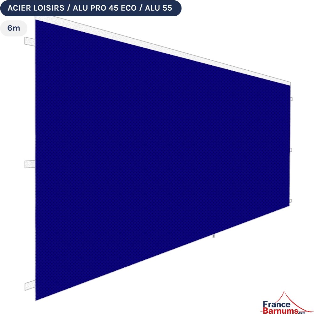 Paroi porte 6m bleu 300g pour barnum pliant Acier Semi-Pro