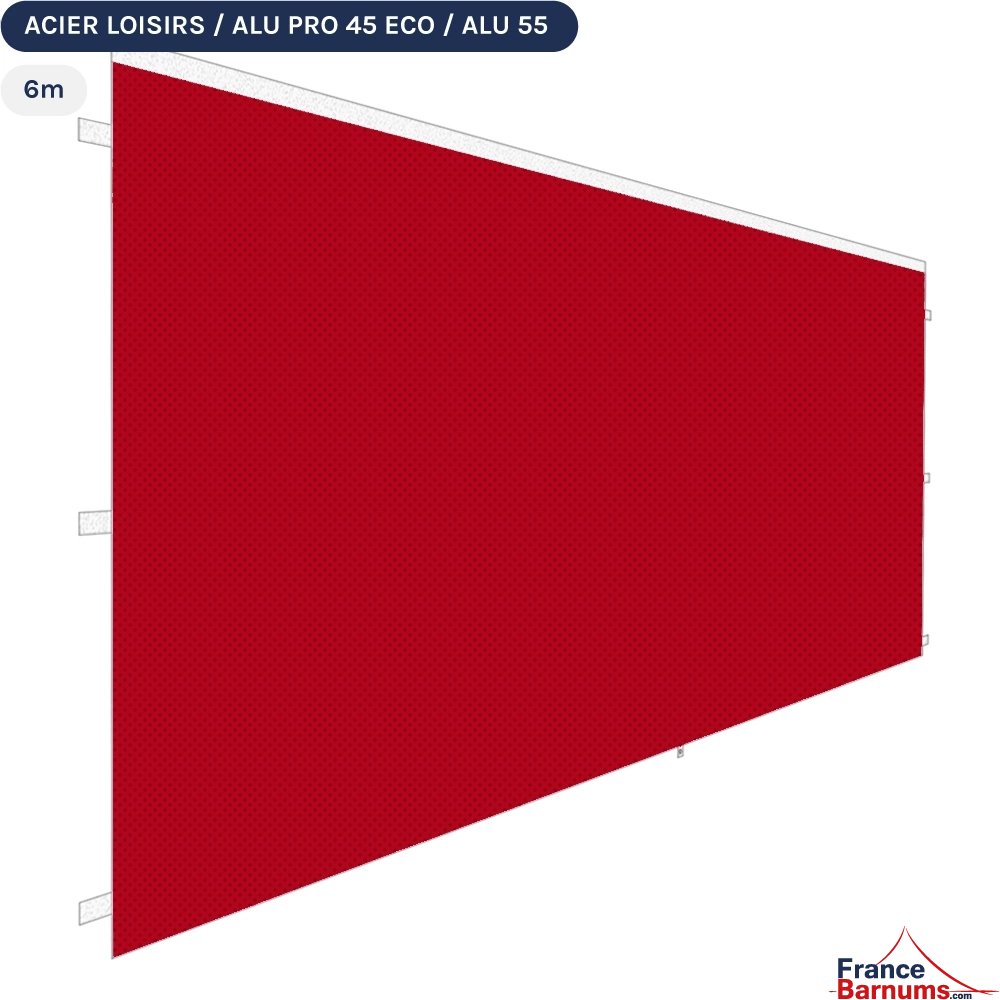 Paroi porte 6m rouge 300g pour barnum pliant Acier Semi-Pro