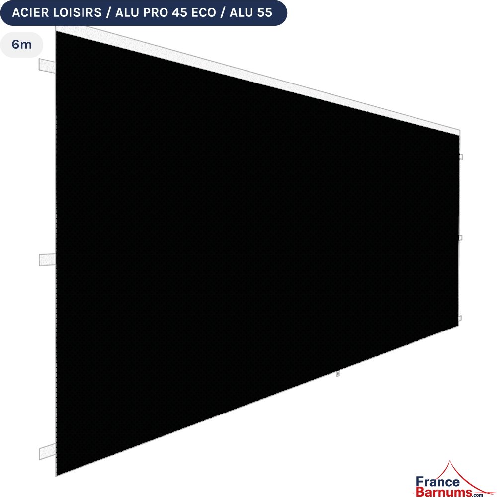 Paroi porte 6m noir 300g pour barnum pliant Acier Semi-Pro