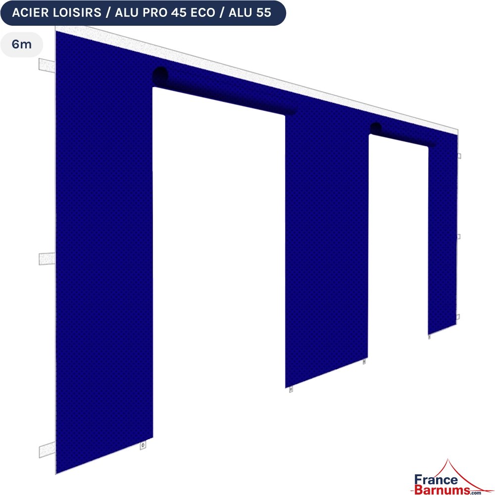 Paroi porte 6m bleu 300g pour barnum pliant Acier Loisirs Alu Pro 45 Eco ou Alu 55