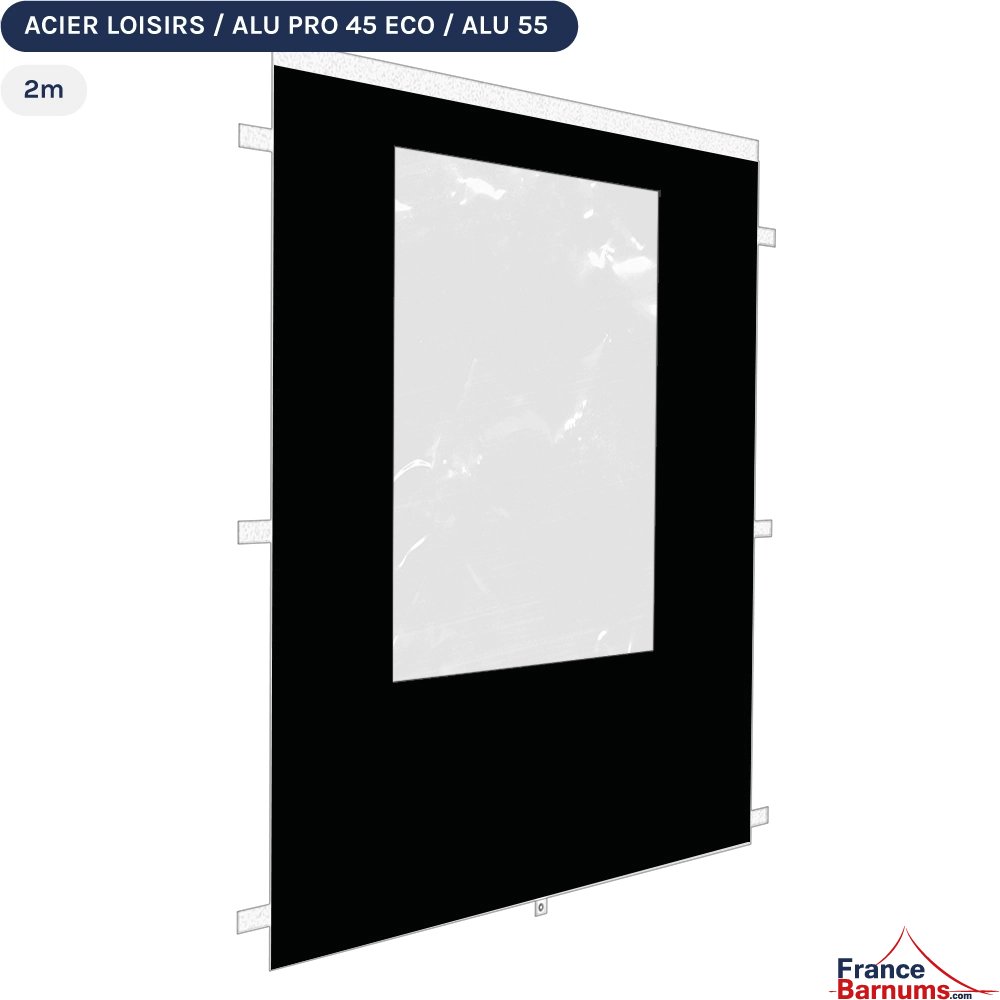 Paroi fenetre 2m noir 300g pour barnum pliant Acier Semi-Pro Paroi fenetre 2m noir 300g pour barnum pliant Acier Semi-Pro