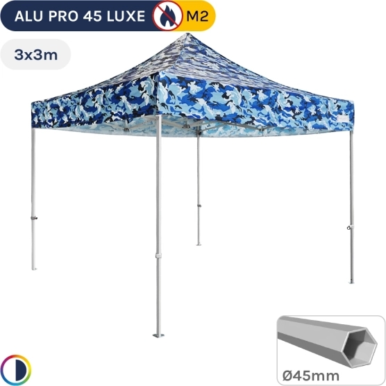 Tente chasse camouflage - Barnum Pliant professionnel CAMOUFLAGE  BLEU 3x3m aluminium norme M2