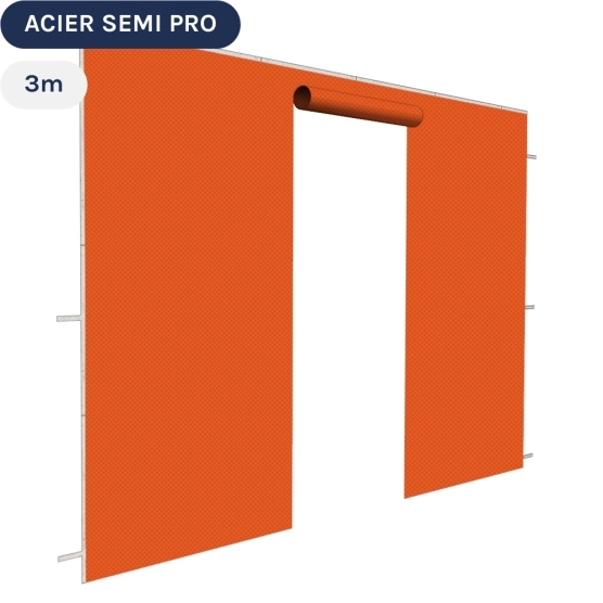Paroi porte 3m orange 110g pour barnum pliant Acier Semi-Pro