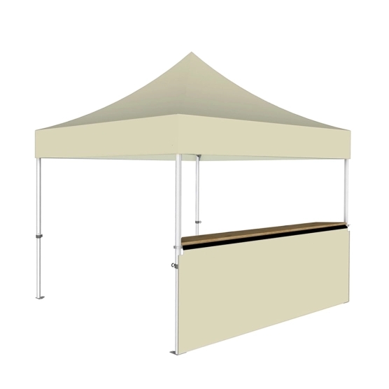 Stand buvette modulable pliant ALU PRO 45 LUXE 3x3m - Beige avec un comptoir