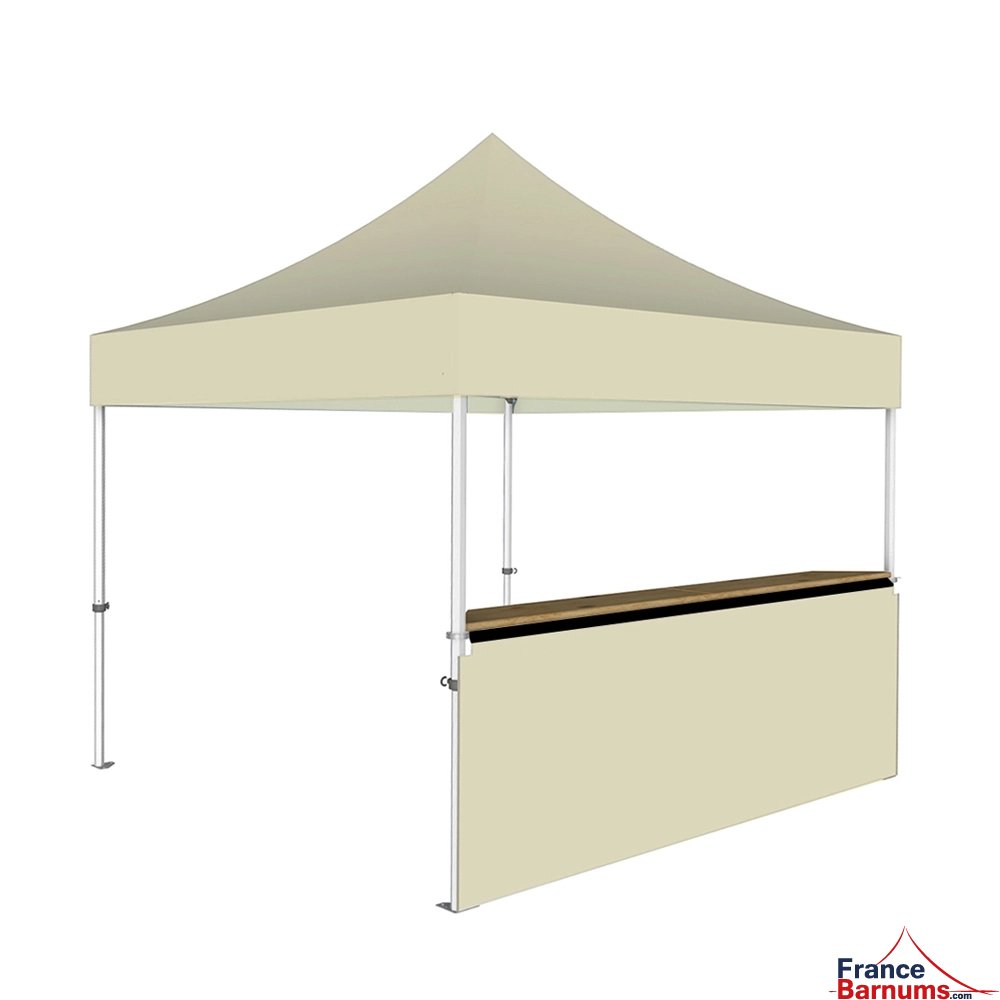 Stand buvette modulable pliant ALU PRO 45 LUXE 3x3m - Beige avec un comptoir